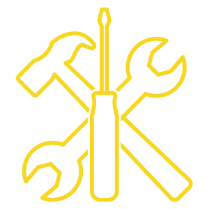 Icon of tools for caravan antenna repairs, featuring a screwdriver and wrench crossed over.